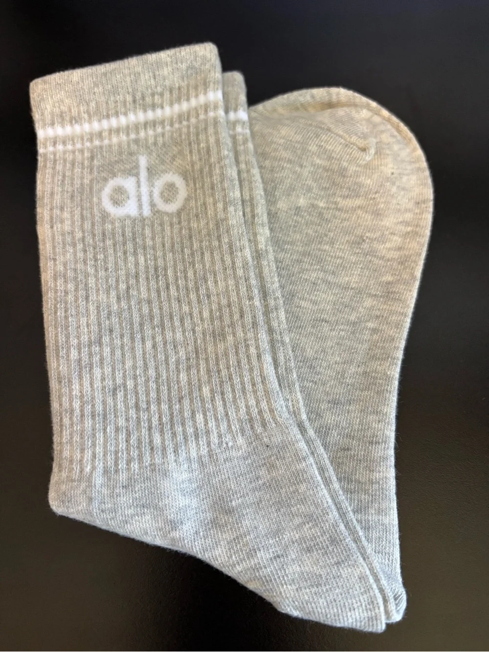 ALO Yoga Crew Socks in Heather Gray - Logo Athletic Socks